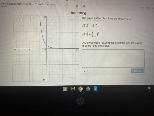 PLEASE HELP ME IM SO CONFUSED!!

The graphs of two functions are shown here. 
F(x) = 3^-x 
F(x)= (