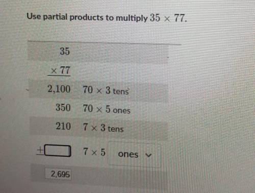 Use partial Product to multiply 35×77