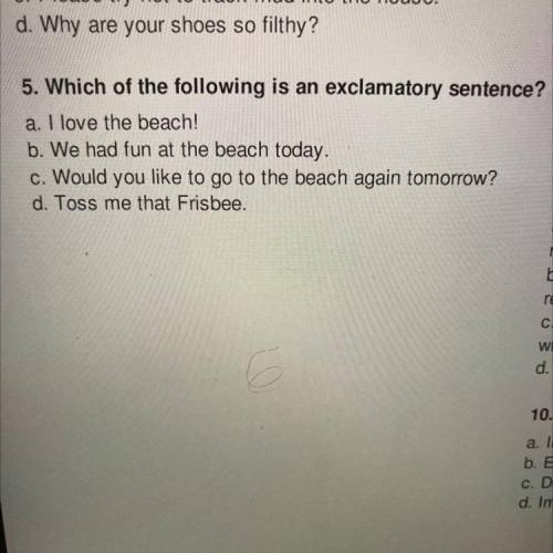 Which of the following is an exclamatory sentence?? Plss help I have to finish today!!!