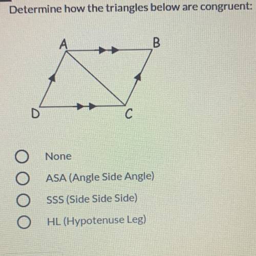 Determine how the triangles below are congruent.