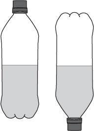 Help

A water bottle is shown sitting upright. Then it is shown upside down.