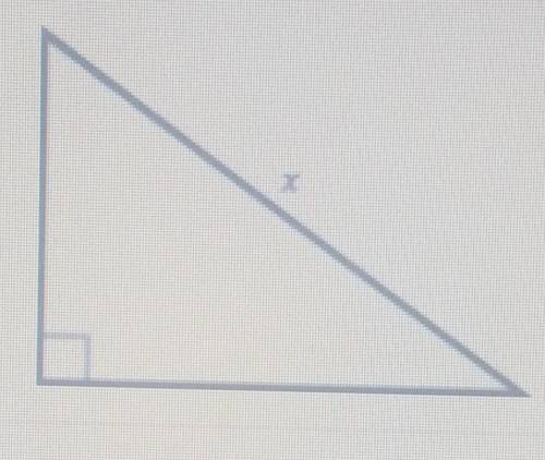 The length of the hypotenuse (x) is an irrational number between 6 and 8. Both legs have measures t