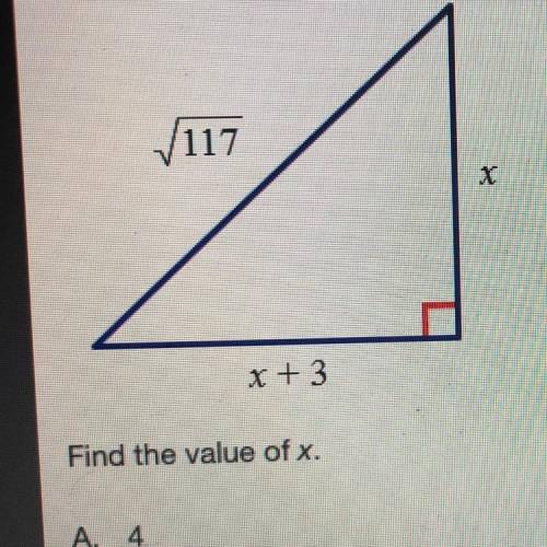 Analyze the diagram below and complete the instructions that follow.

1117
X
x + 3
Find the value
