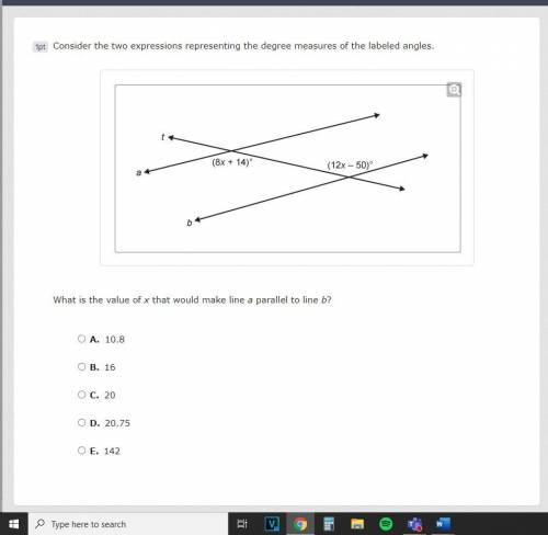 Consider the two expressions representing the degree measures of the labeled angles.

What is the