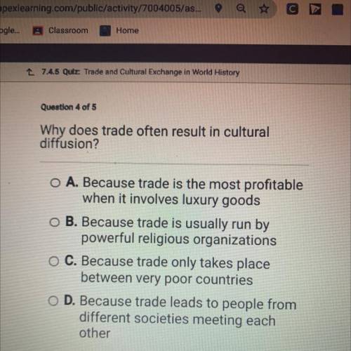Why does trade often result in cultural diffusion ?