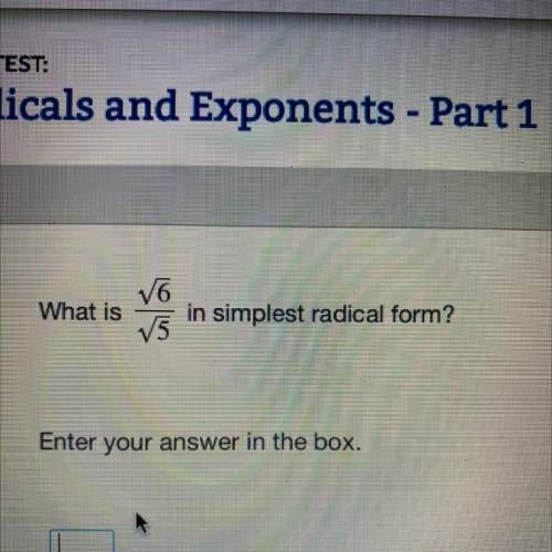 What is
V6
V5
in simplest radical form?
Enter your answer in the box