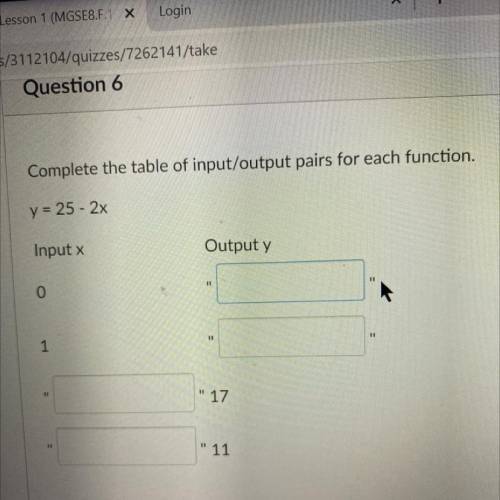 Complete the table of input/output pairs for each function