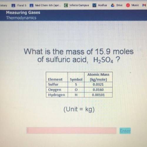 What is the mass of 15.9 miles of sulfuric acid?