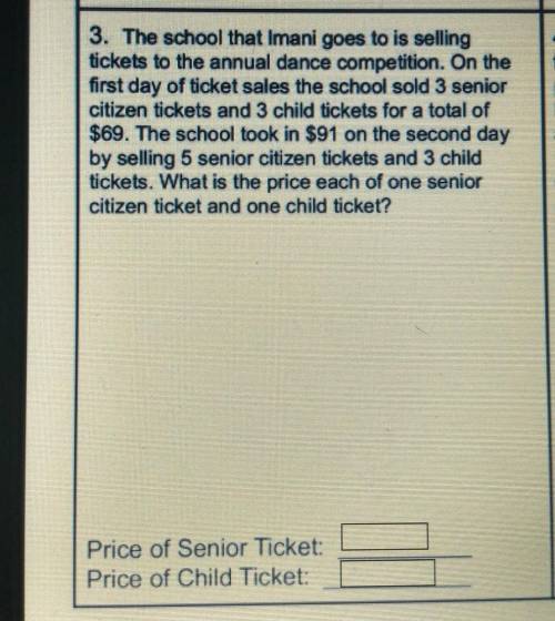 The school that Imani goes to is selling tickets to the annual dance competition. On the first day