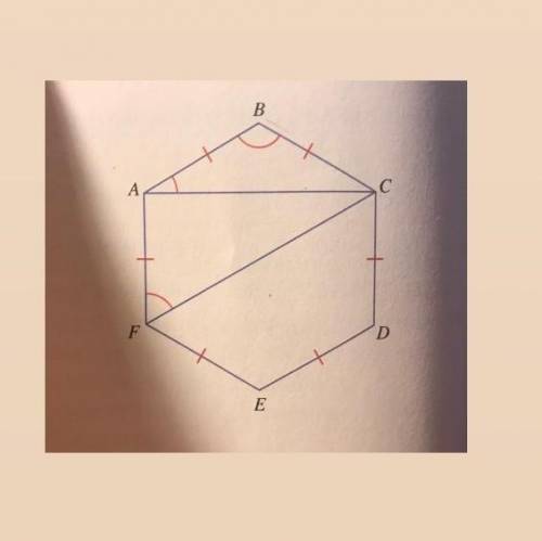 ABCDEF is a regular hexagon.

a) Find the mass of m(ABC) and draw the AC diagonal.b) What type of