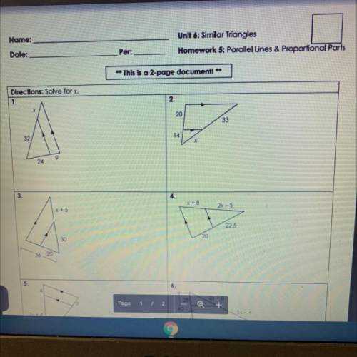Unit 6 similar triangles homework 5 parallel lines & proportional parts