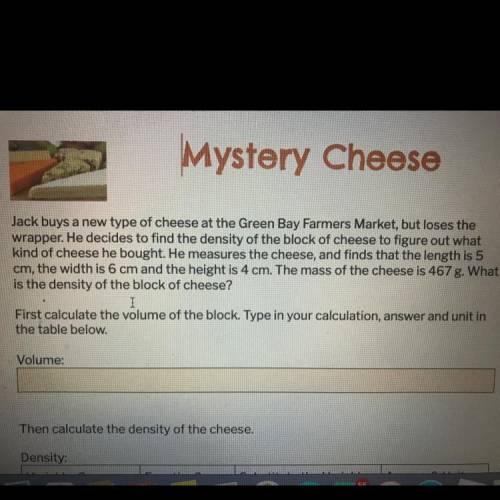 Figure out the volume of the cheese.