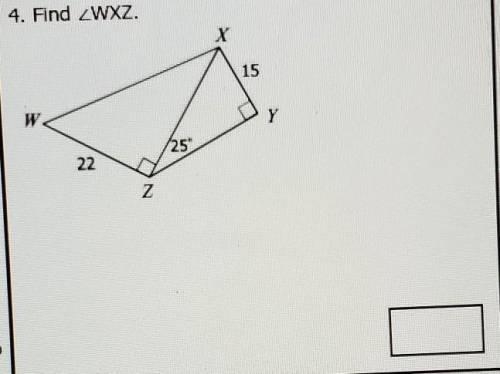 Trigonometry problem help please and thank you find angle wxz photo of problem is attached