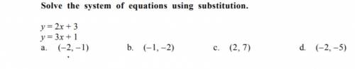 Solve the systems of equations using substitution