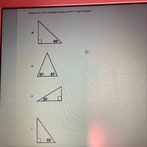 Which one of the triangles below is NOT a right triangle