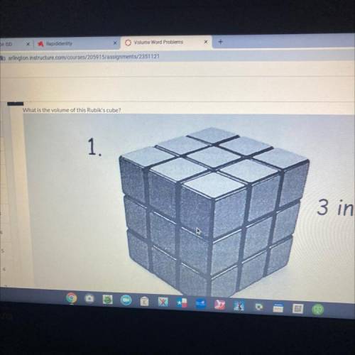What is the volume of this Rubik’s cube?3 inches