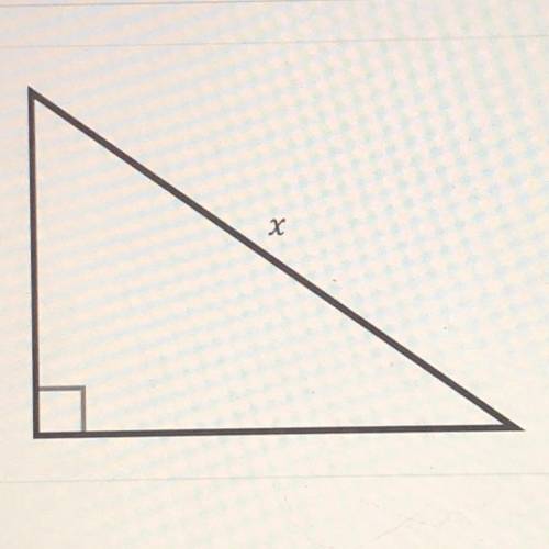 The length of the hypotenuse (x) is an irrational number

between 6 and 8. Both legs have measures