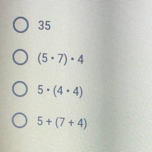 Which of the following is equivalent to 5 • (7 • 4)?