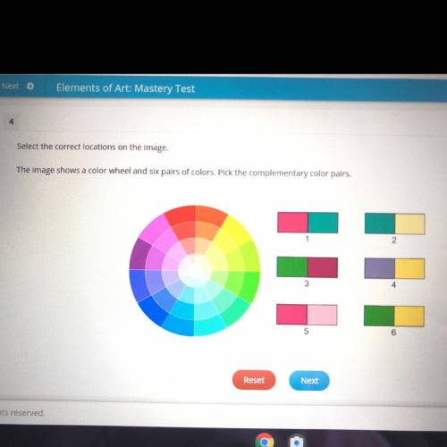 The image shows a color wheel and six pairs of colors which of the complementary color pairs