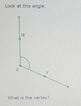 Look at this angle:What is the vertex?A) WB) NoneC) XD) Y