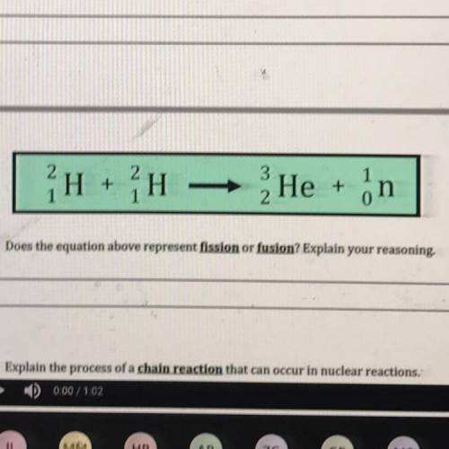 Does the equation above represent fission or fussion