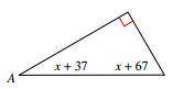 Find the measure of angle A.

75o
75, o
60o
60, o
30o
30, o
38o