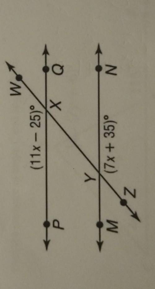 What value of x would make line PQ parallel to line MN? show your work.