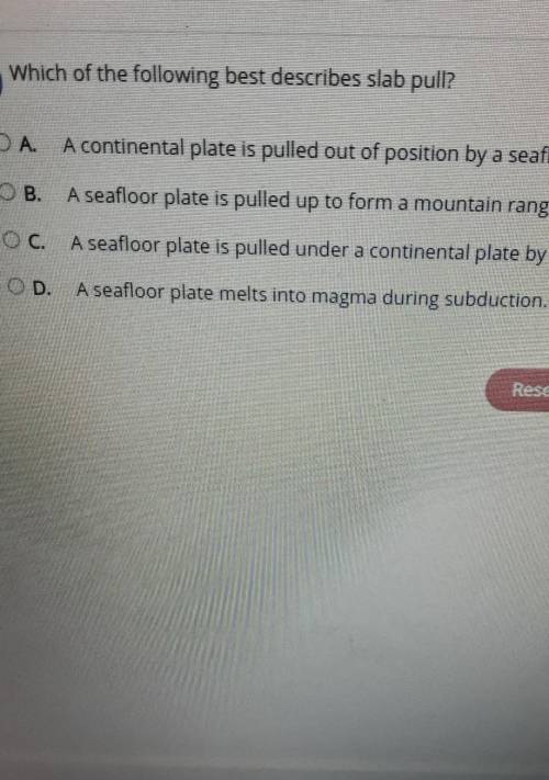 Which of the following best describes slab pull
