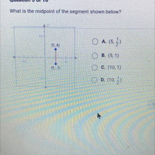 What is the midpoint of the segment below
