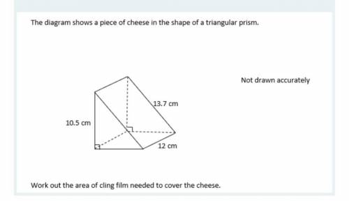 The diagram shows a piece of cheese in the shape of the triangular prism.Work out the area of the c