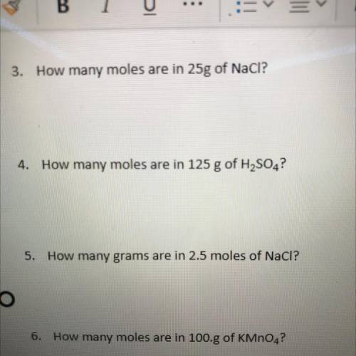 How many moles are in 25g of NaCI?