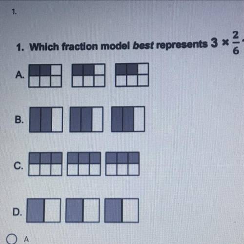 Which fraction model best represents 3 2/6??