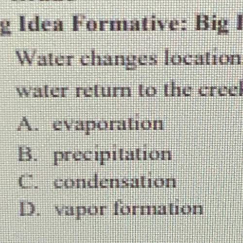 At what stage in the water cycle does the water return to the creeks and rivers?!?!