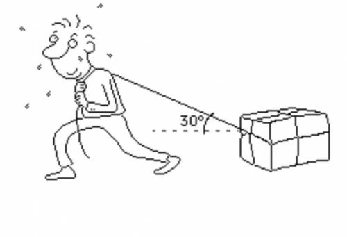 A person pulls a 50. kg box pictured below with a force of 100. N.  The coefficient of kinetic fric