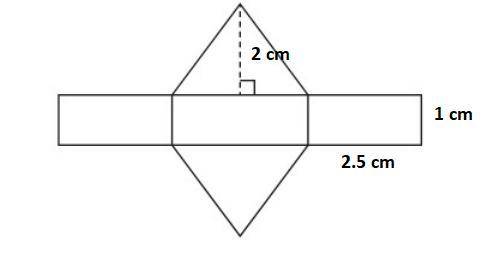 The net of a triangular prism is shown.

Which measurement is closest to the total surface area of
