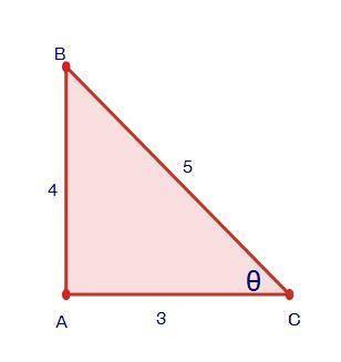 Find the cosine ratio of angle Θ. Clue: Use the slash symbol ( / ) to represent the fraction bar, a