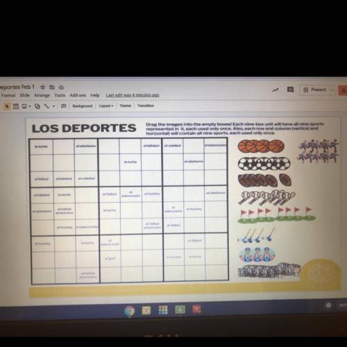 Does someone knows how to play this game LOS DEPORTES Drag the images into the empty boxes! Each ni