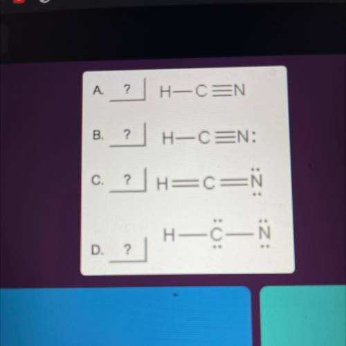 Which of the following is the correct Lewis structure for

the covalent compound hydrogen cyanide?