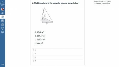 Find the volume of the triangular pyramid shown below