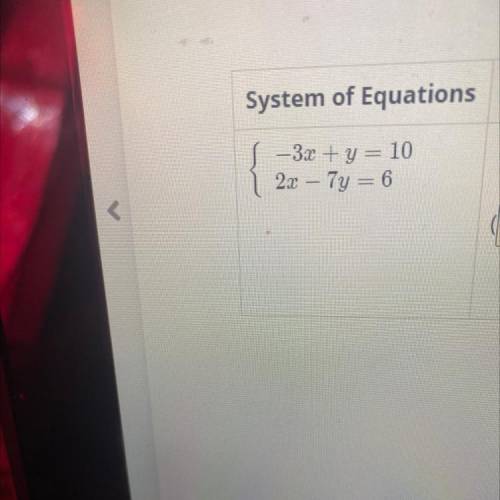 Determine the solution to each system of equations given in the table