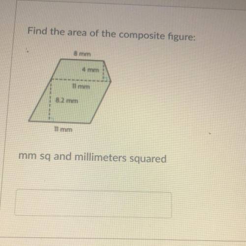 Find the area of this composite figure:
mm sq milllimeters squared