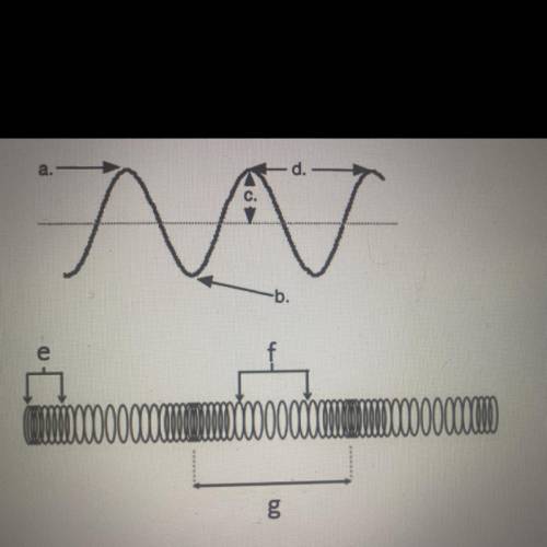 Match the parts of a wave to the diagrams:

Compression 
Trough 
Wavelength a transverse wave 
Wav