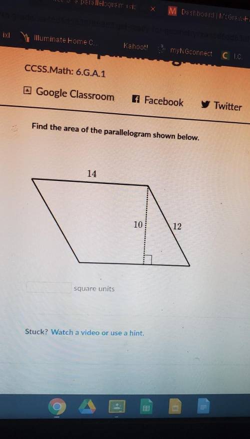 Find the area of the parallelogram shown below. 10 square units HELP