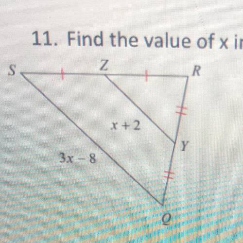 11. Find the value of x in the diagram below.
