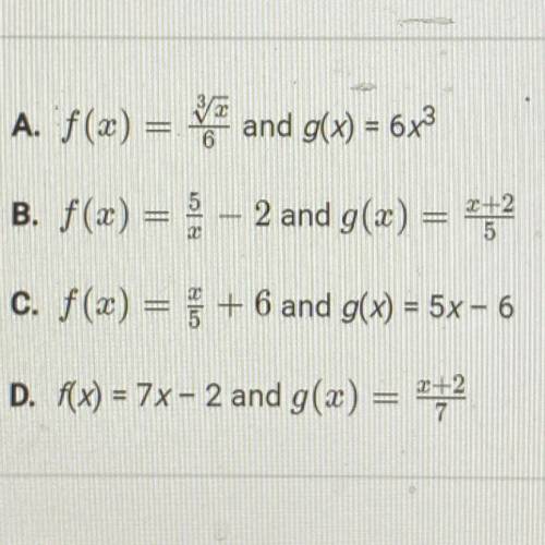 Which pair of functions are inverses of eachother?