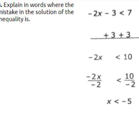can someone help me here? it's asking to explain in words where the mistake in the solution of the
