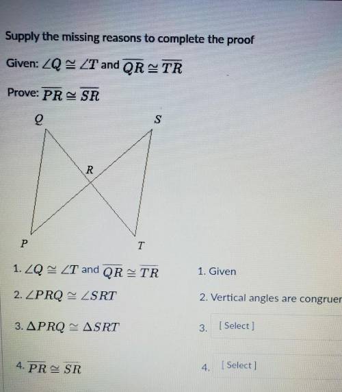 Supply the missing reasons to complete the proof answer #3 and #4 please.