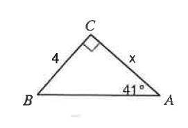 Which of the following trigonometric functions would you use to find the value of x?

a. cos
b. ta