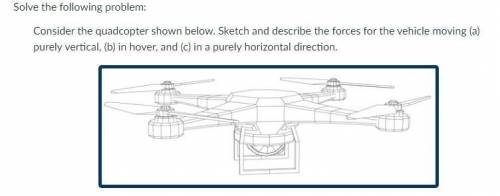 Sketch and describe the forces of the moving quadcopter. Moving in a purely vertical direction, in