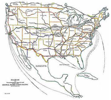 The map shows North America’s transportation and railway system in 1887.

The expansion of the Nor
